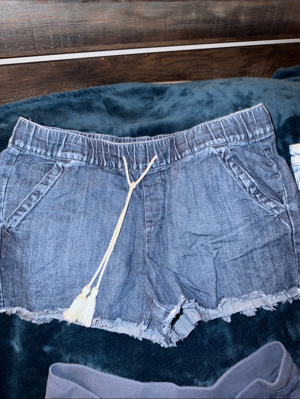 LOFT Denim Drawstring Jean Shorts in Medium Blue